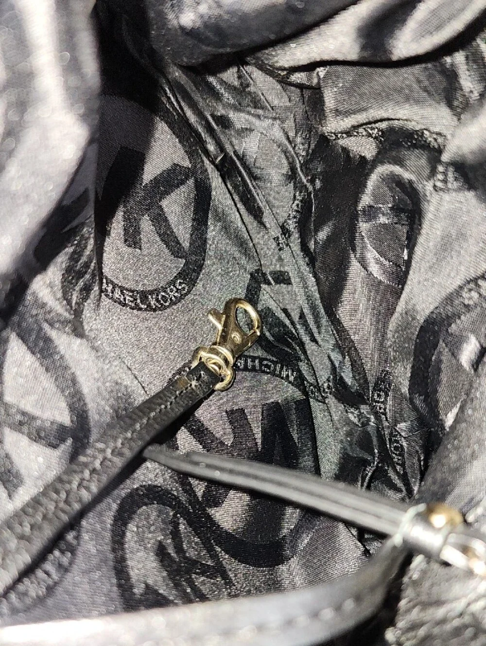 Michael Kors Black Leather Satchel, Crossbody with Gold Hardware